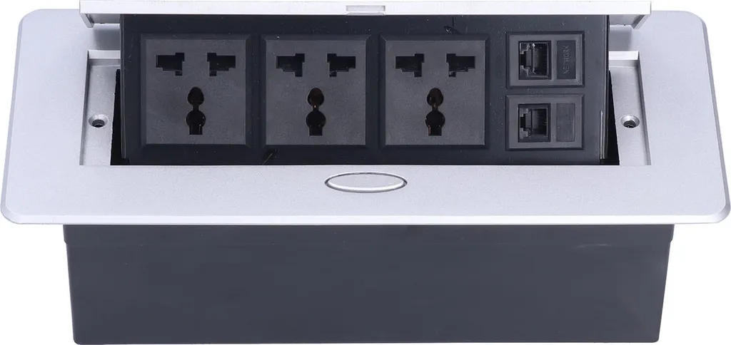 Prise électrique de sol 13A 250V avec connecteurs réseau et téléphone RJ