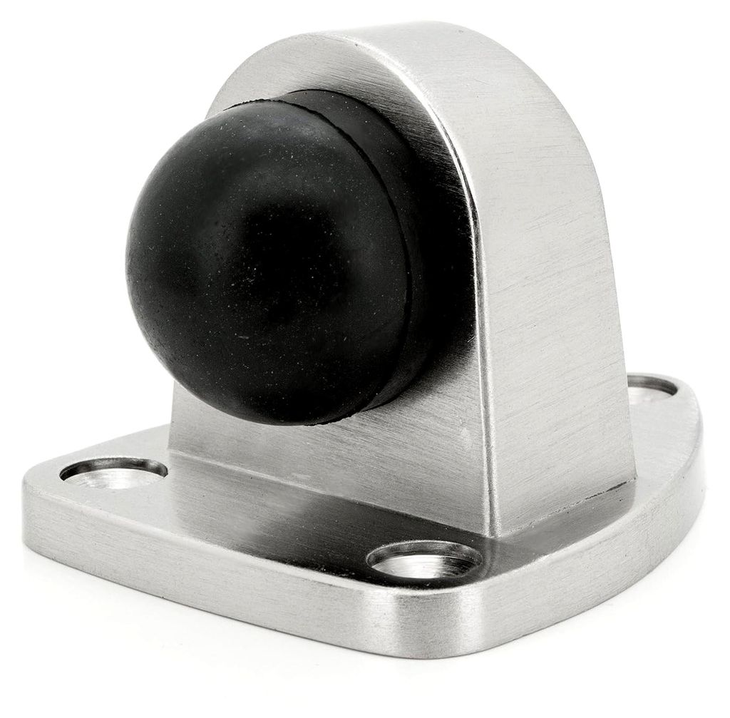 Bodentürstopper aus Edelstahl-Optik | Türhalter | Türpuffer | Schutz für Wand und Möbel | Gummi-Schutz | Wandschutz