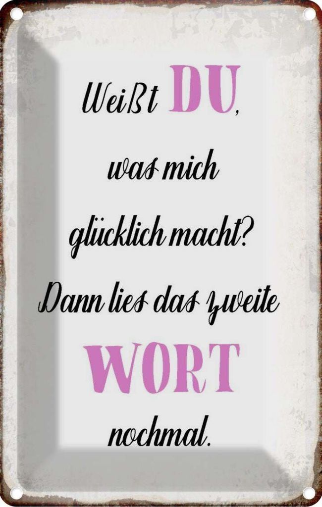 vianmo Blechschild 30x20 cm weiß Du was mich glücklich Produktbild 