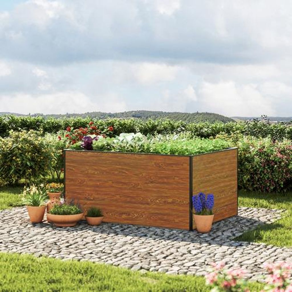 GFP Hochbeet Kräuter-Gemüse-Beet Aluminium CHRISTINA - 150x119x77cm - Holzoptik