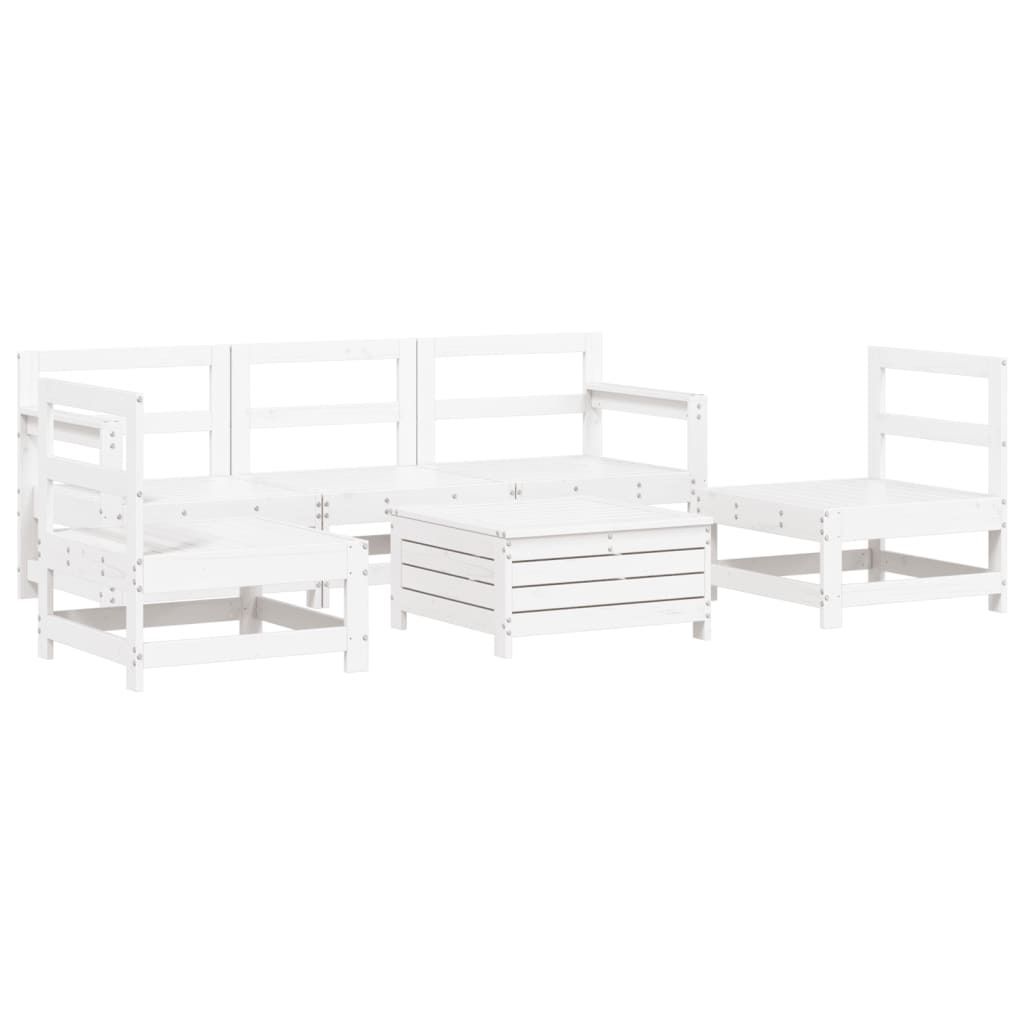 "2026 Aktion" 6-tlg. Garten-Lounge-Set - elegantes Design - Sitzgruppe/Gartengarnitur - Weiß Massivholz Kiefer - Terassenmöbel NeuMöbel659399