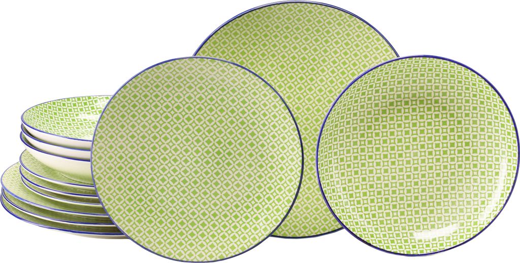 CreaTable, 24892, Mediterran Grün, Tellerset 12-tlg, Produktbild 