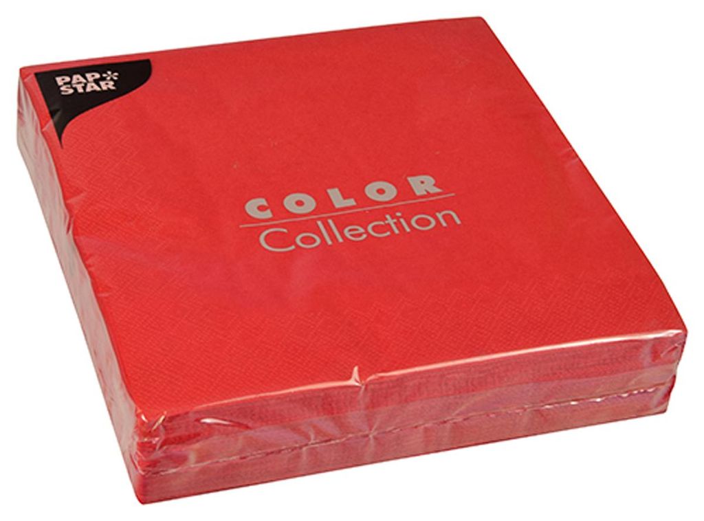 50 Papstar Servietten, 2-lagig 1/4-Falz 40 cm x 40 cm rot Produktbild 