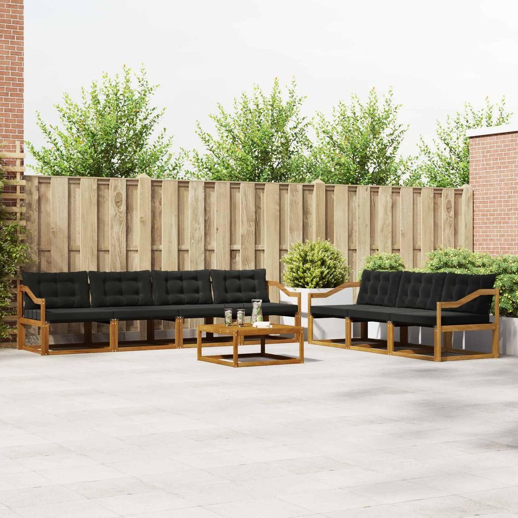 "SALE 2026"Outdoor-Sofagarnitur - CLORIS - Balkonmöbe/Sitzgruppe - mit Kissen 8 pcs - Moderne Design - Natürlich und Schwarz - Gartensofas NeuMö...