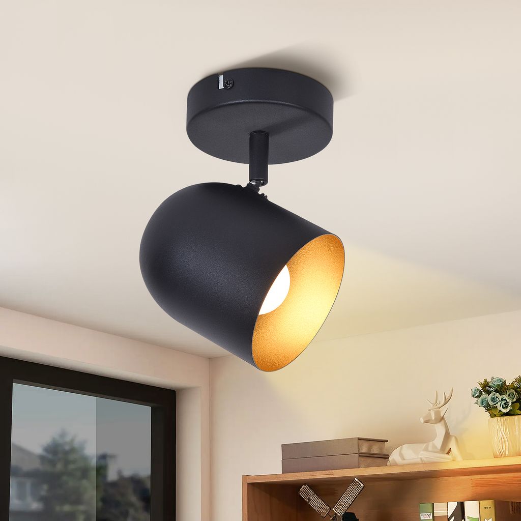 ZMH Deckenleuchte E14 Vintage Spots Deckenlampe 1 flammig Deckenspots Industrial Flurlampe Decke Wandstrahler 350° Schwenkbar Wandstrahler Ohne Le...