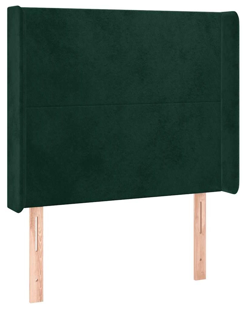 vidaXL Kopfteil mit Ohren Dunkelgrün 93x16x118/128 cm Samt