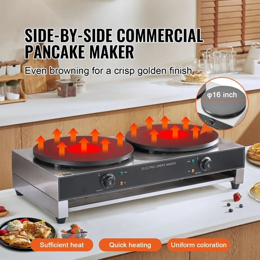 Billig professionnelle double plaque 40cm crêpière électrique 6000W