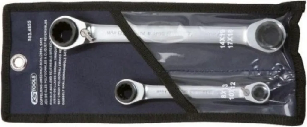 KS Tools 503.4655 GEAR+ Clé à double anneau réversible 4 en 1 2 pièces