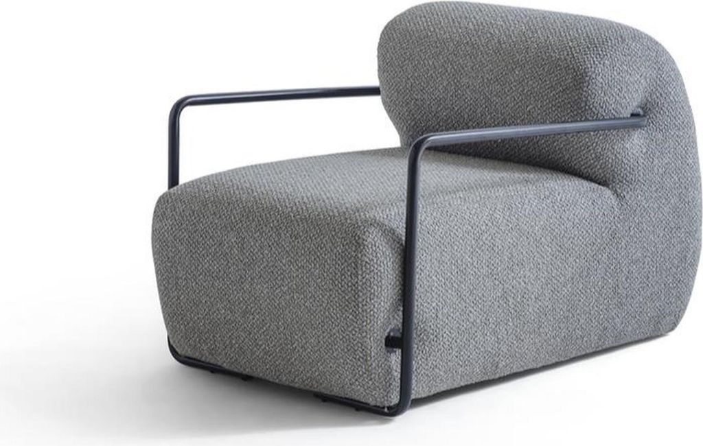 Moderner grauer Textil-Sessel aus Holz für Wohnzimmer