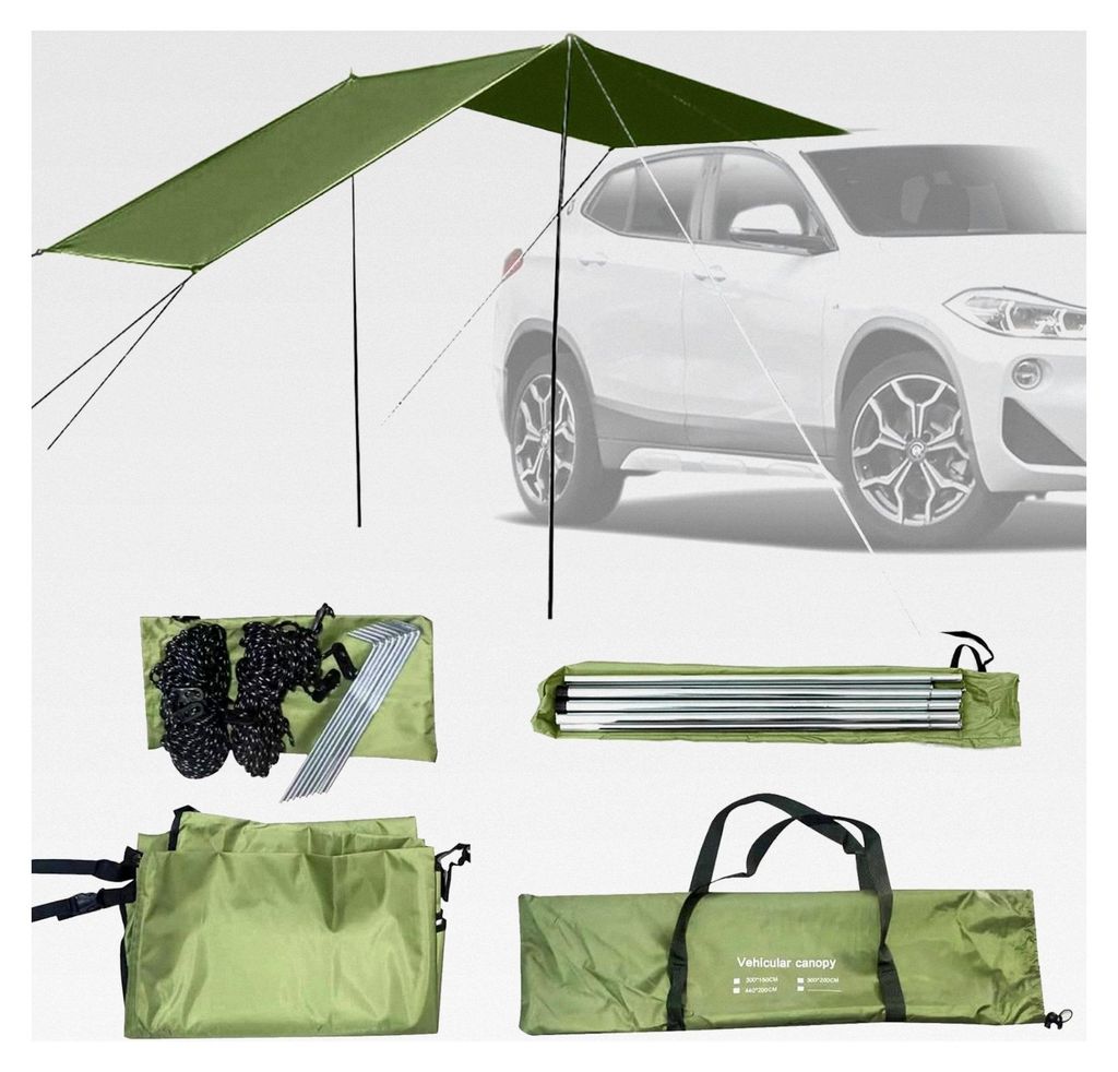 Auto-Markise, Sonnenschutz für Wohnmobile 440x200cm, Sonnensegel für Wohnwagen, wasserdicht, Heckklappenzelt für SUV und Wohnwagen im Freien