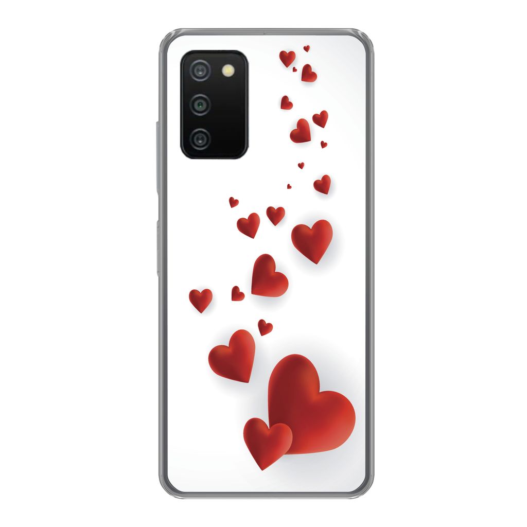 MuchoWow Handyhülle Schutzhülle Hülle für Samsung Galaxy A03s Eine Illustration eines Pfades der Herzen Silikon Softcase Handy Hülle - Schutz