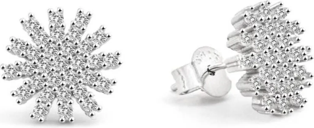 Boucles d'oreilles flocon argenté AGUP2723 anti-ternissement et légères