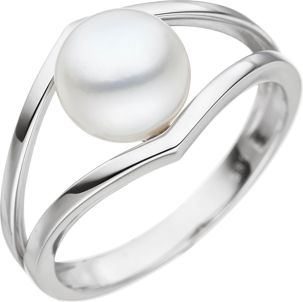 Gr. 62 Damen Ring 585 Gold Weißgold 1 Süßwasser Perle Perlenring Weißgoldring