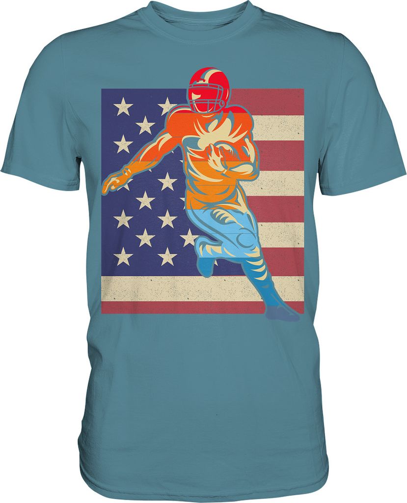 Amerikanische Flagge American Football T-Shirt – Stone Blue Produktbild 