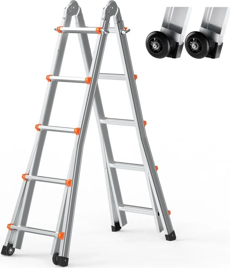 Échelle double télescopique multifonction 5m10 pliable et robuste