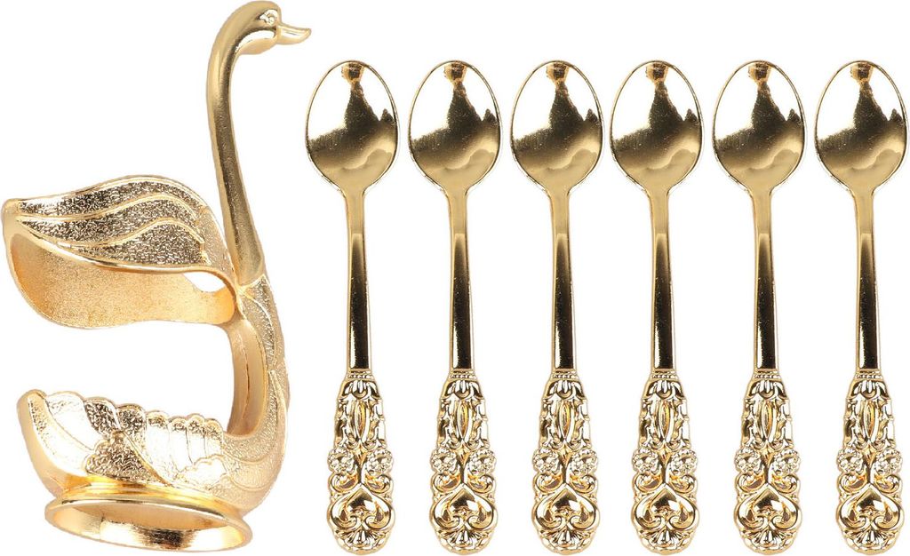 Kaffeelöffelhalter, elegante Schwanenform, Legierung, hochglanzpoliert, reichhaltige Details, Rührstäbchen für Party, Café, Büro, Gold mit