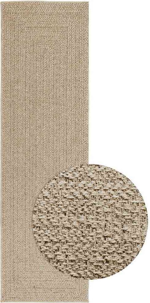 Teppich ZIZUR Beige 80x250 cm Jute-Optik Indoor und Outdoor