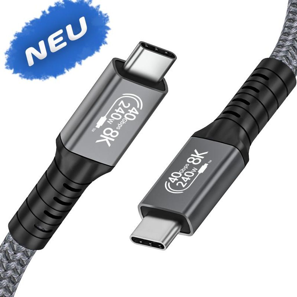 USB4 Kabel USB-C Thunderbolt 4, Datenkabel 40Gbps, PD 3.1 240W 48V5A Schnellladu