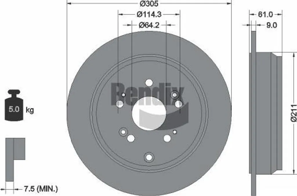 Disque de frein arrière BENDIX BDS1732 compatible avec Honda CR-V 2.2