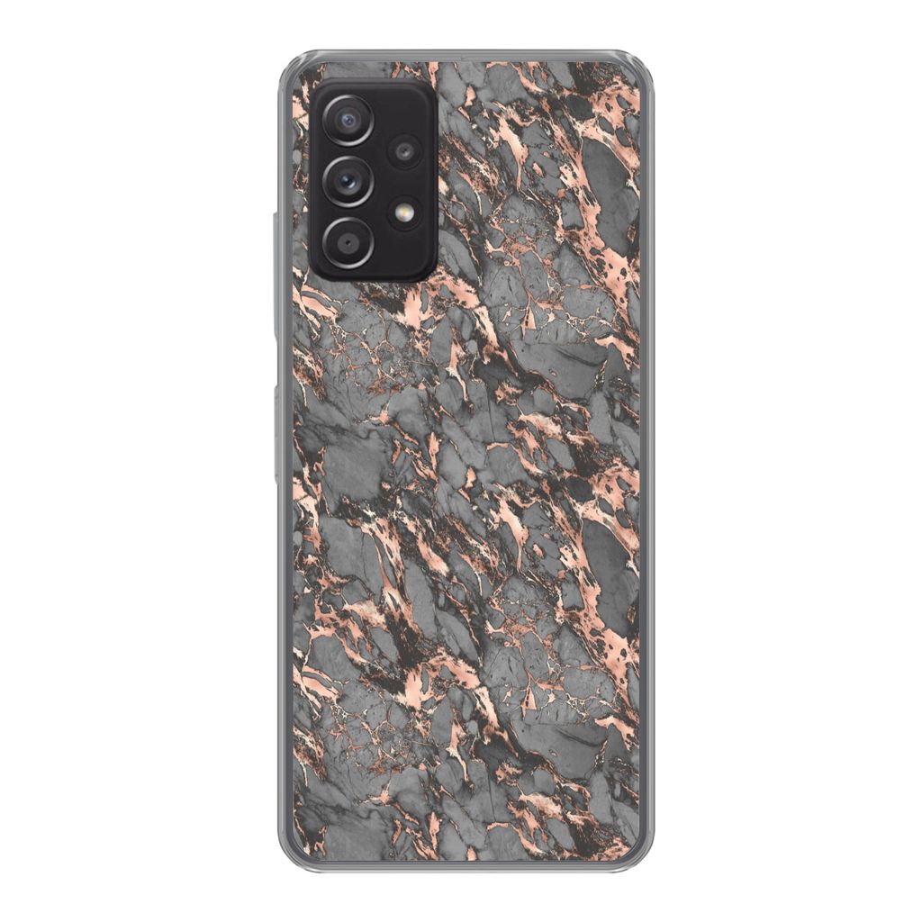 MuchoWow Handyhülle Schutzhülle Hülle für Samsung galaxy a73 Marmor - Rose - Grau - Muster Silikon Softcase Handy Hülle - Handyhülle