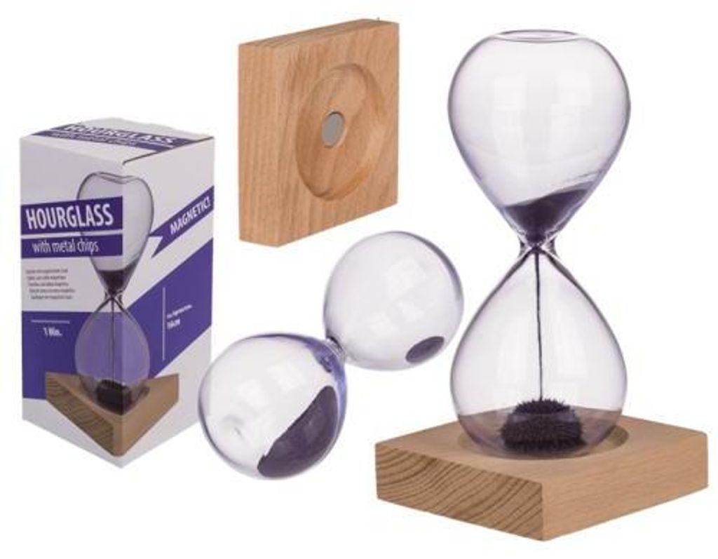 Sablier magnétique déco socle bois Image du produit 