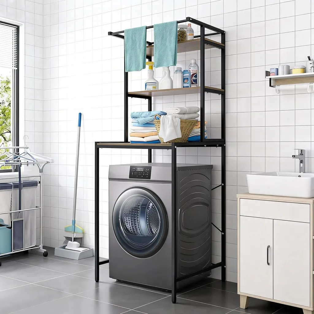 Étagère de rangement au-dessus du lave-linge pour optimiser l'espace - 5