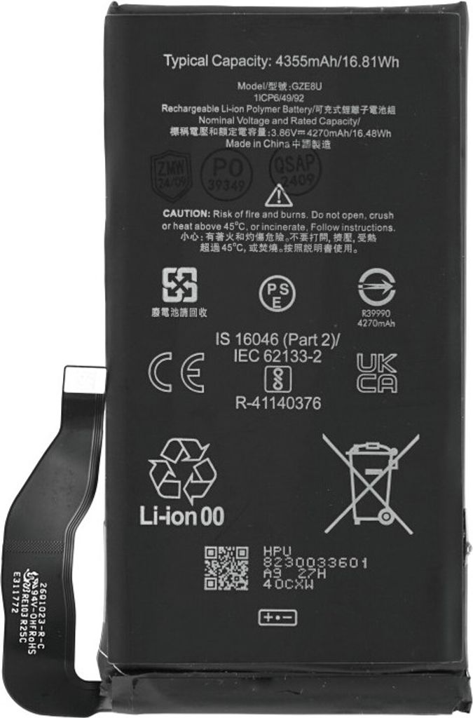 Batteria GZE8U per Google Pixel 7 come batteria originale Immagine del prodotto 