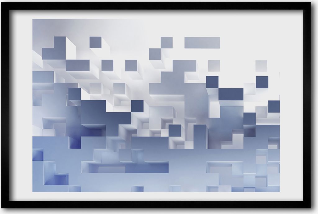 Bild 60x40 MDF-Rahmen, Wandkunst Abstraction Würfel