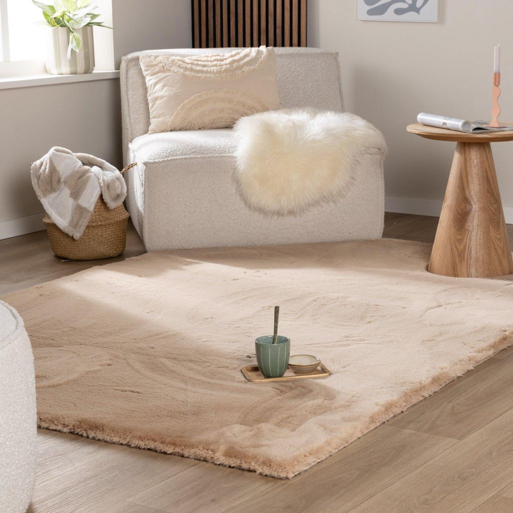 Volero - Hochflor Teppich - Comfy Supreme Beige - 140x200cm - Wohnzimmer, Esszimmer, Schlafzimmer - Modern, Skandinavisch, Japandi