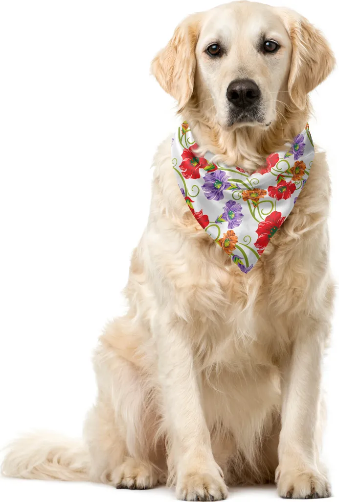 Bandana ABAKUHAUS 55x55 cm per Cani: Tessuto Tecnico Floreale