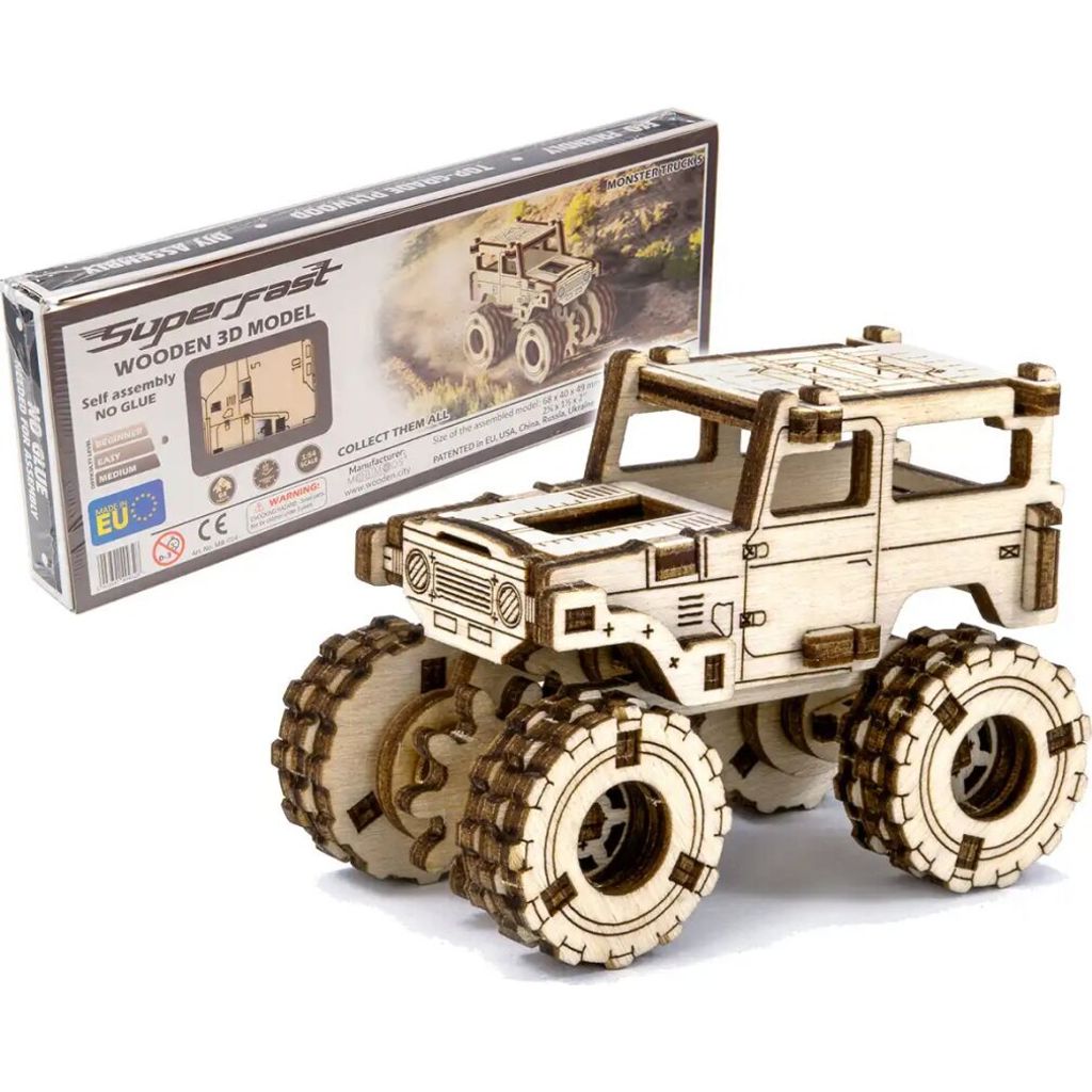 WOODEN CITY 3D-Puzzle Superschneller Monstertruck 5