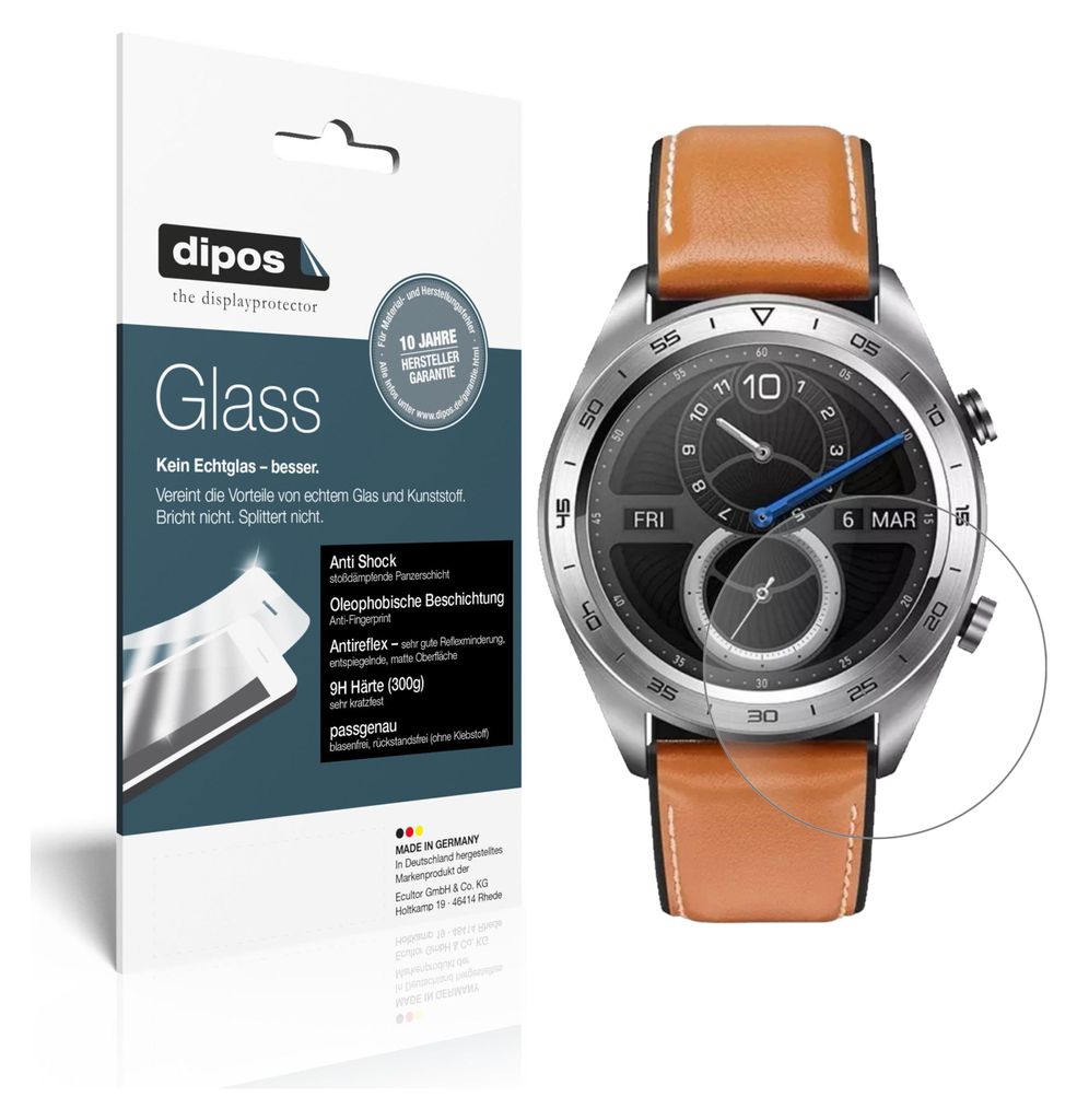 2x Schutzfolie für Honor Watch Magic matt - Anti-Shock 9H Folie dipos Glass