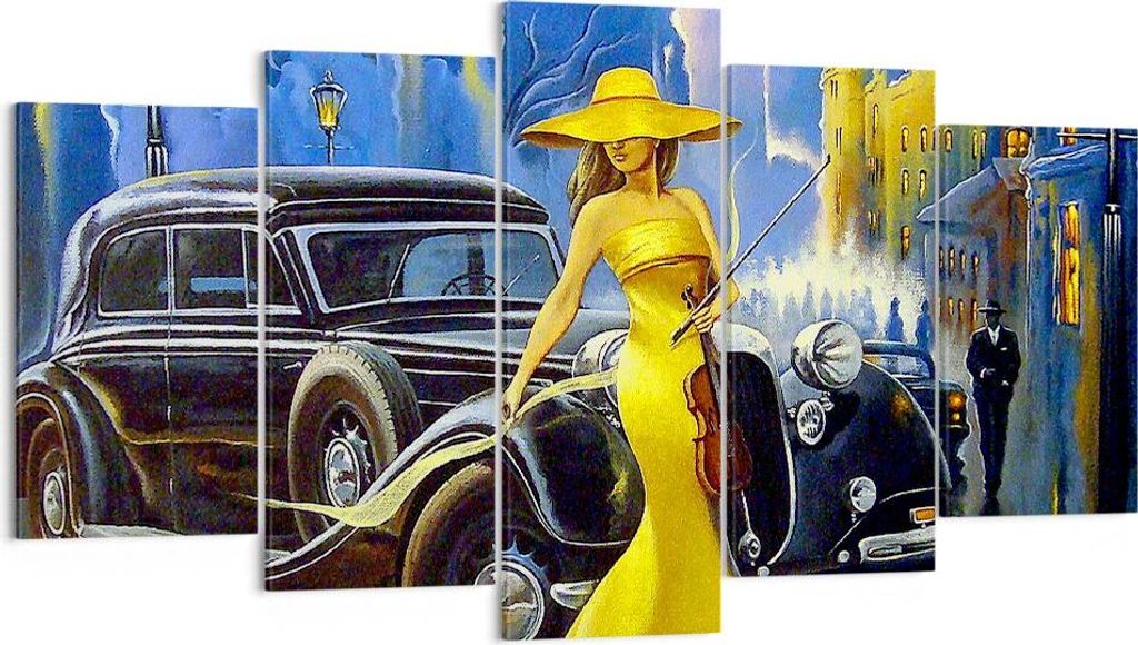Bild auf Leinwand - Leinwandbild - frau retro stil - 160x85cm - Wand Bild - Wanddeko - Wandbilder - Leinwanddruck - Bilder - Kunstdruck - Wanddekor...