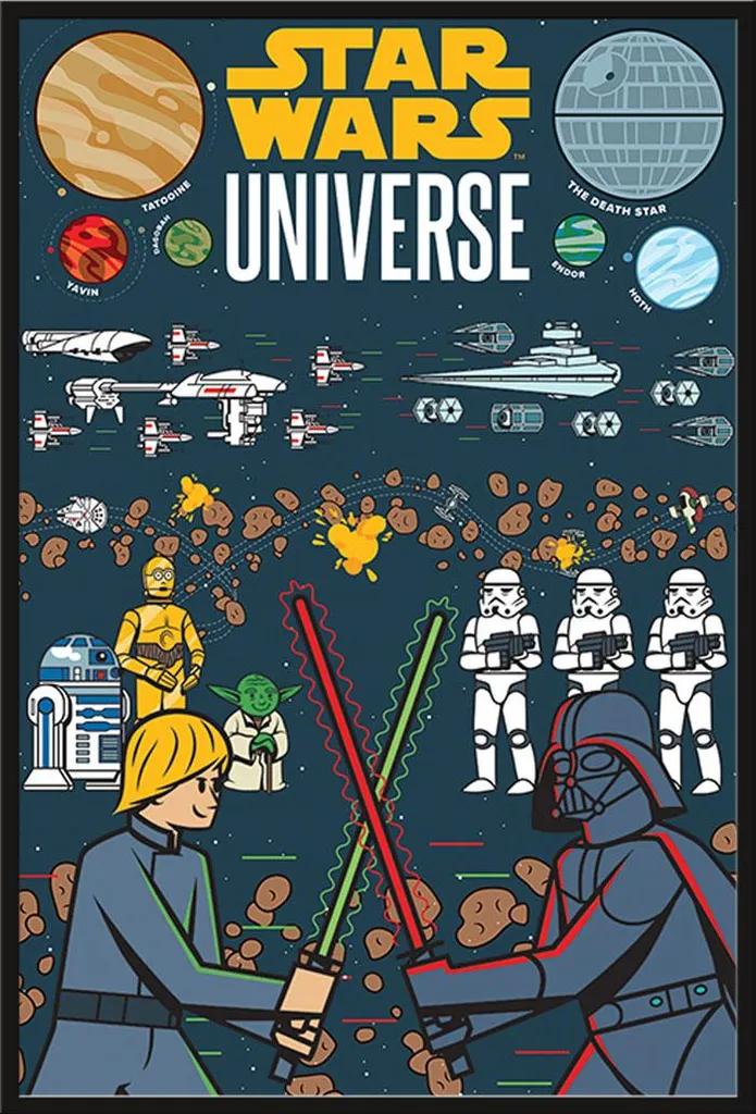 Star Wars Affiche Universe Illustrated avec Cadre Shinsuke 61x91,5 cm
