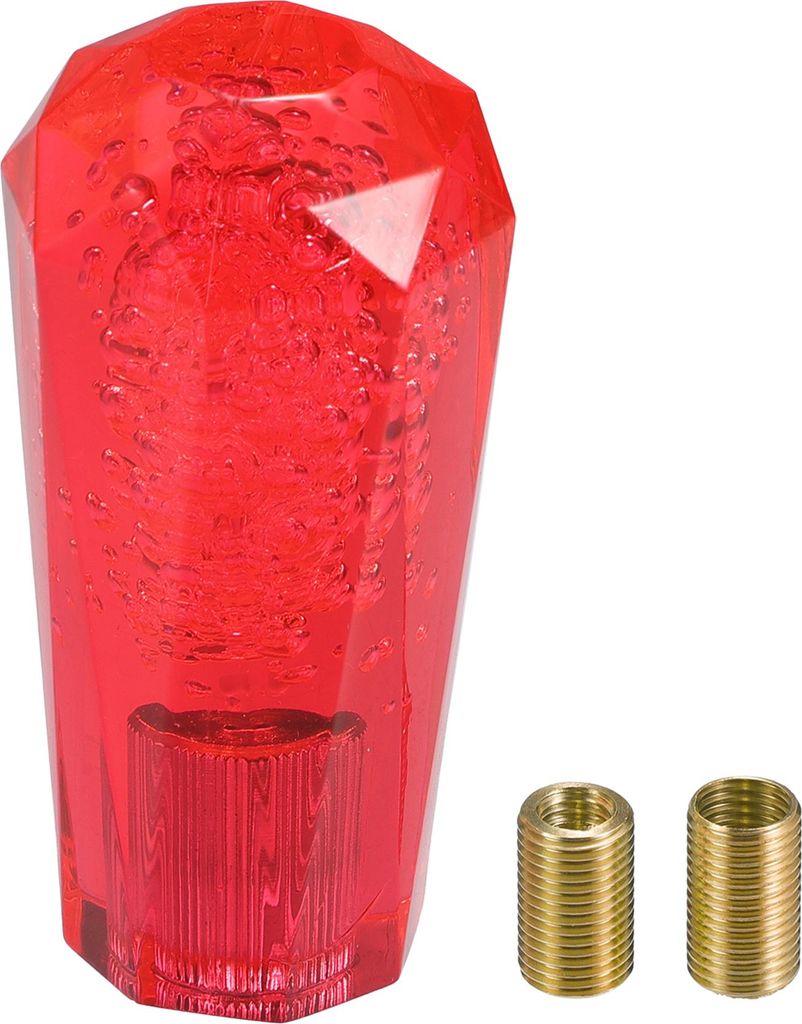 1 Satz 10 cm Universal-Schaltknauf - Auto-Schaltknauf Faux Crystal mit 2 Adaptern fš¹r Automatik- und Schaltfahrzeuge - Acryl Rot