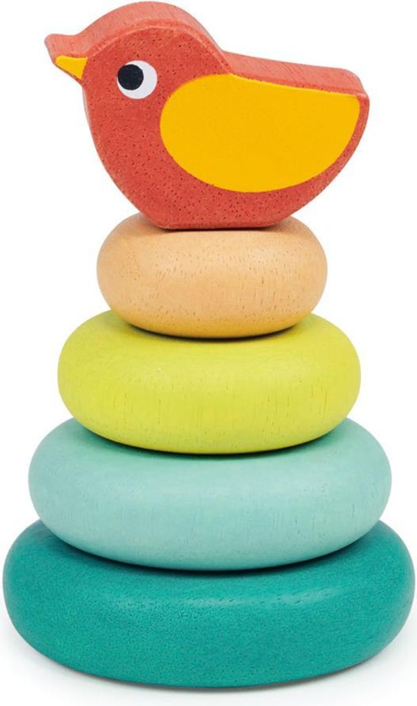 Mentari Holz-Stapelbaum mit Vogel - pädagogisches Kinderspielzeug