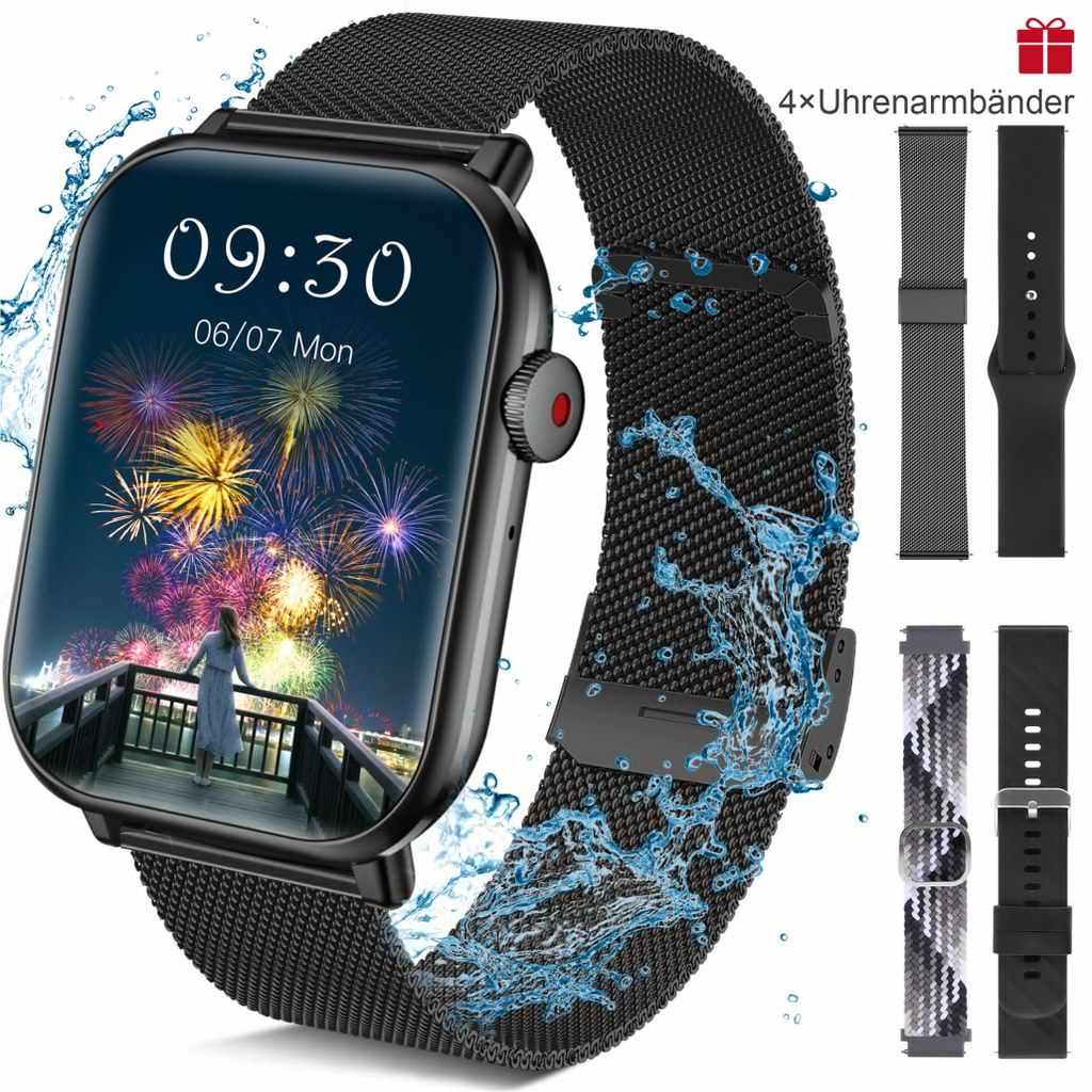 Smartwatch Damen Herren,1,96 "HD Fitness Tracker Uhr mit Produktbild 