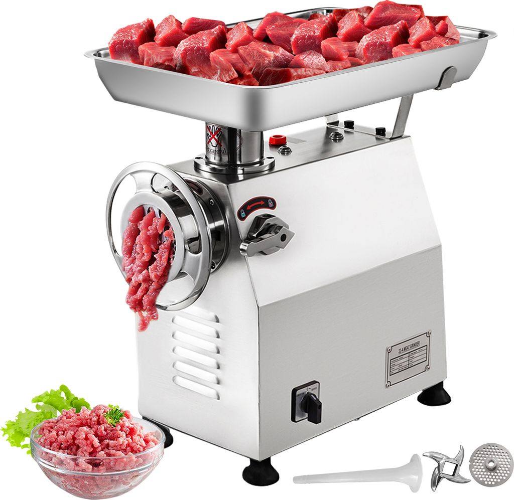 VEVOR Profi Fleischwolf elektrisch 2200W Fleischwolf Edelstahl 350kg/h Fleischwolf Spitzgebäck Industrie Faschiermaschine