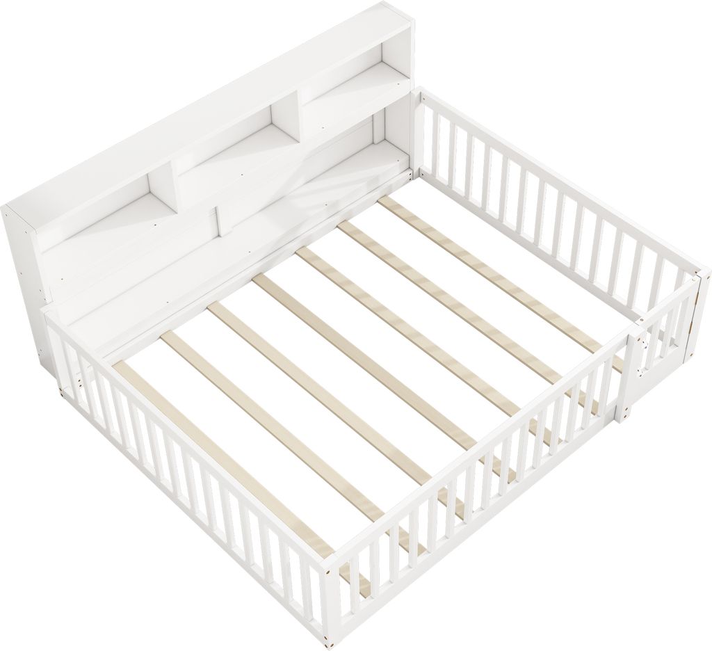 Flieks Kinderbett Bodenbett 140x200cm mit Regal, Holzbett Produktbild 