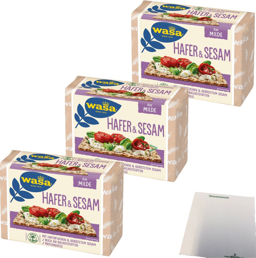 Wasa Knäckebrot Hafer & Sesam 3er Pack (3x230g Packung) + Produktbild 