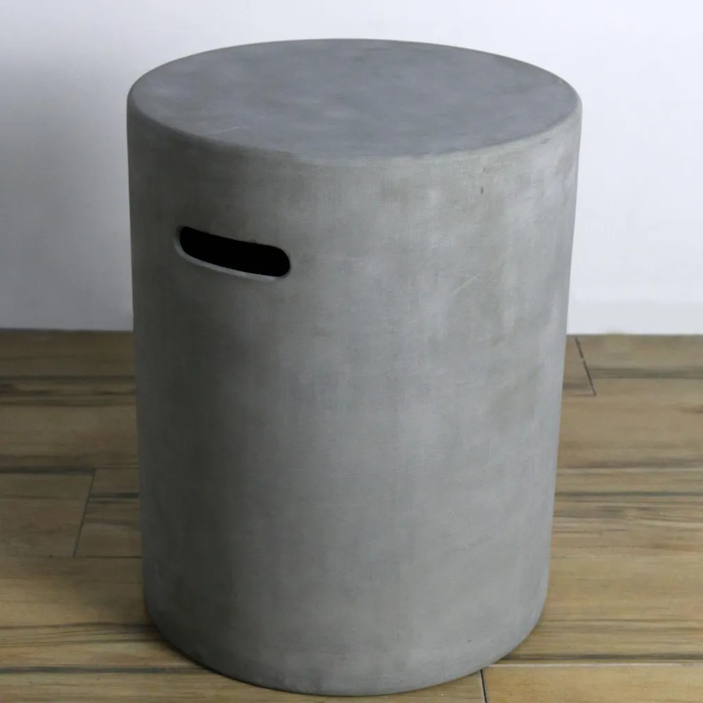 Cache bouteille de gaz design gris béton pour terrasse et barbecue 5kg