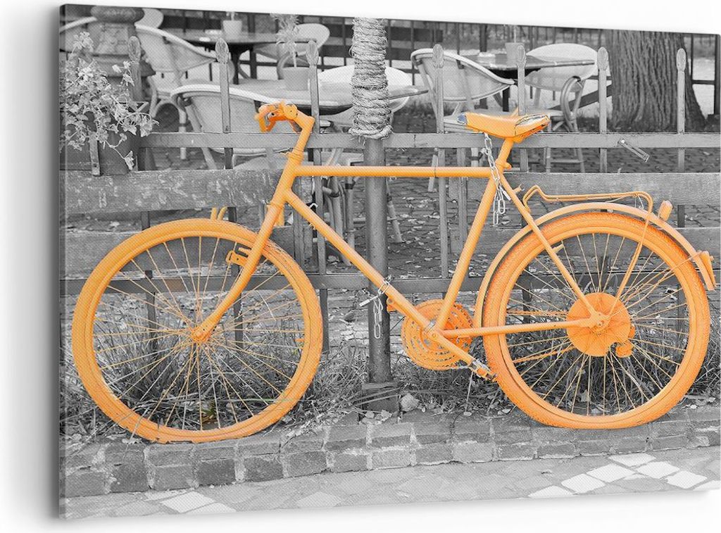 Bild auf Leinwand - Leinwandbild - Fahrräder Sport Verkehr alt - 100x70cm - Wand Bild - Wanddeko - Leinwanddruck - Bilder - Kunstdruck - Wanddekor...