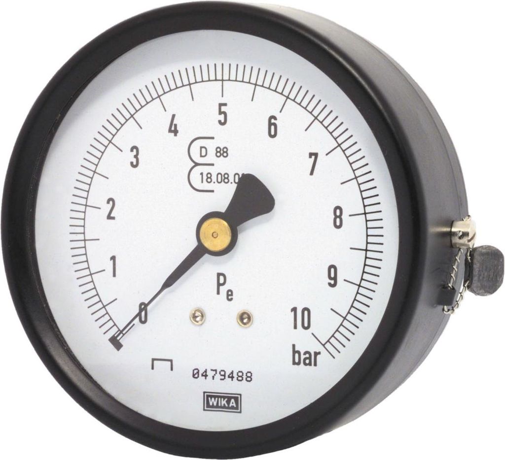 ELMAG Druckmanometer 0-10 bar, Ø 63 mm, Ø 1/4 Außengewinde unten, 1 Stk. Packung - SB