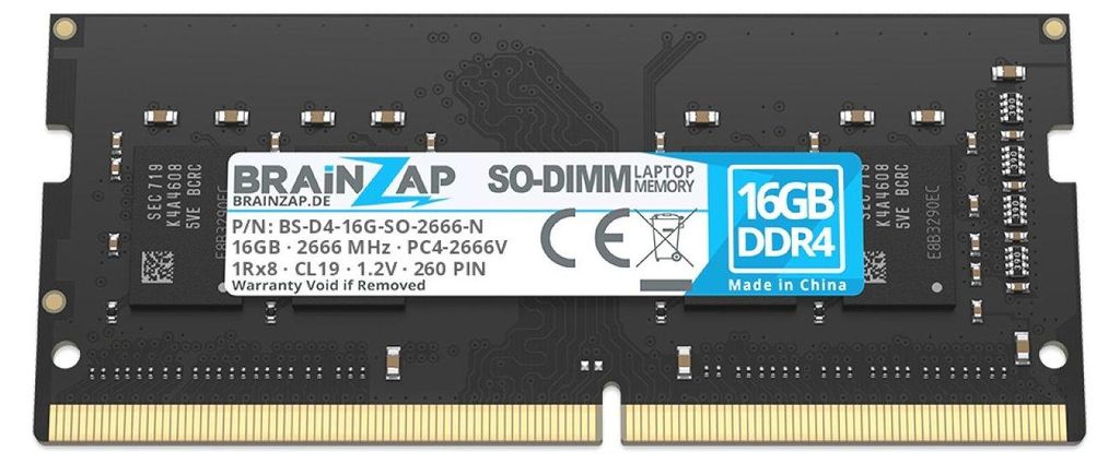 BRAINZAP 16GB DDR4 2666MHz PC4-2666V SO-DIMM CL19 1Rx8 1.2V Immagine del prodotto 