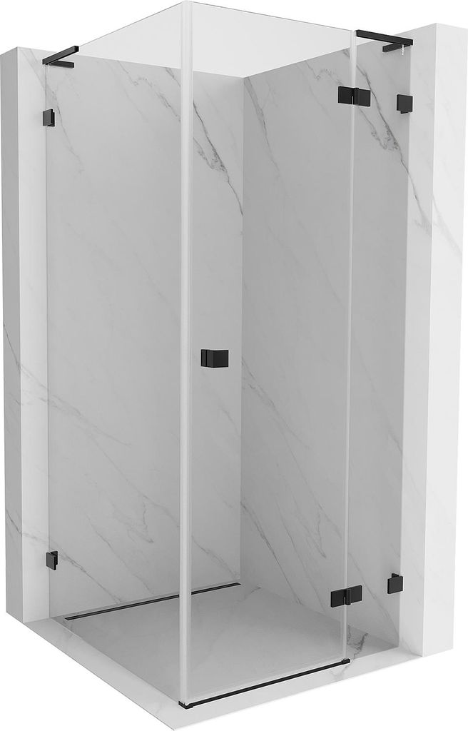 Mexen Lunar L Duschkabine, schwenkbar, rechts 90 x 90 cm, transparent, schwarz - 834L-090-090-70-00-P