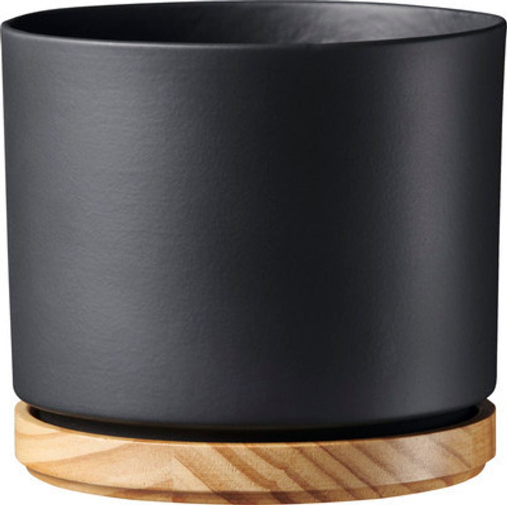 Blumentopf Soendgen Oslo Keramik Holz matt Ø 22 cm H 20 cm anthrazit