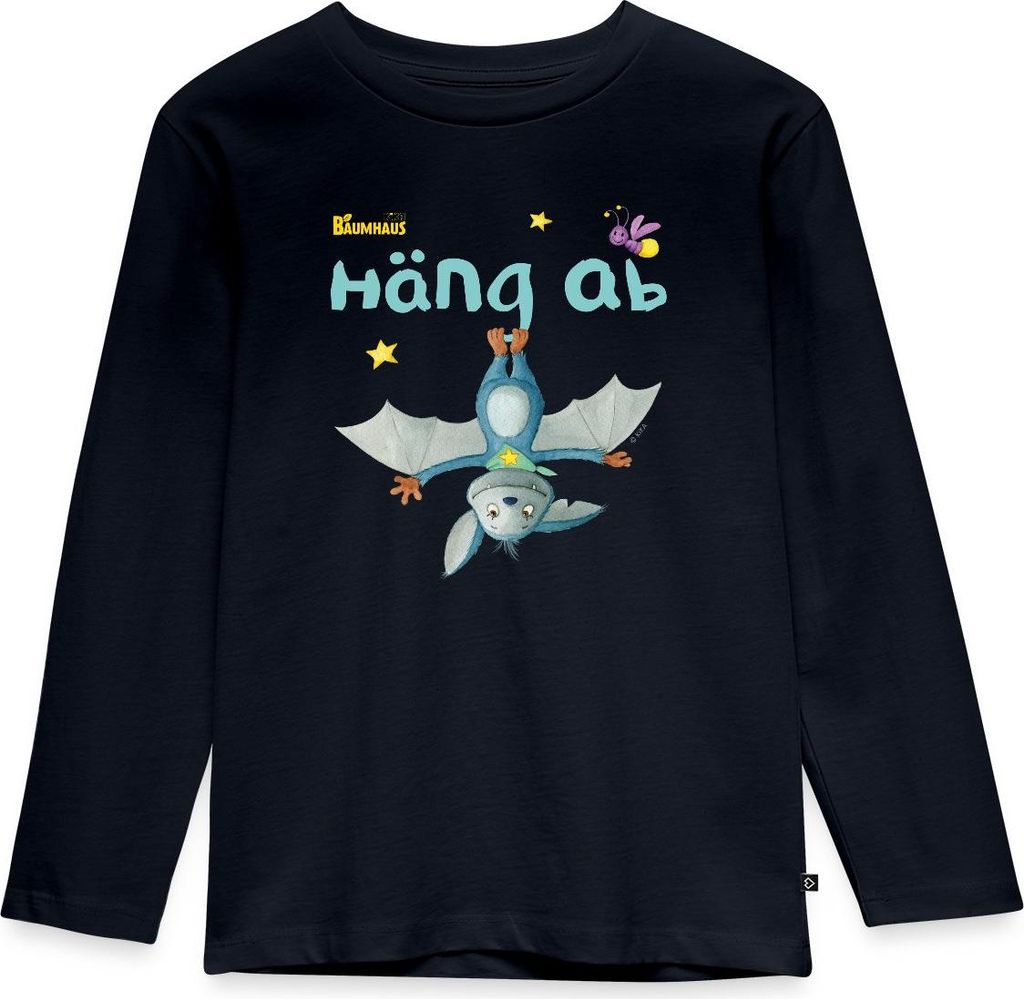 Spreadshirt KiKA-Baumhaus Mit Fidi Häng Ab Kinder Premium Langarmshirt, 122/128 (6 Jahre), Navy