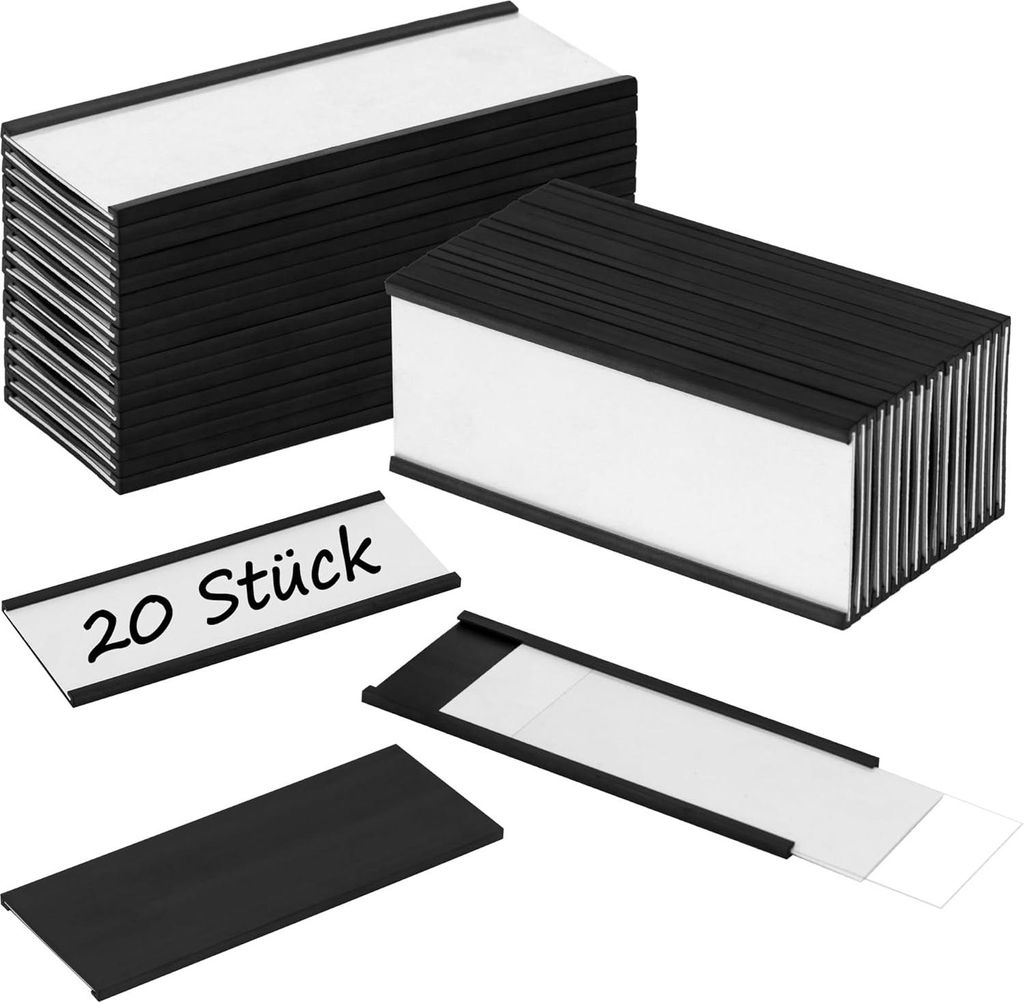 Magnetische Etiketten - 50 Stück - 25 mm x 50 mm - C-Profil Etikettenhalter