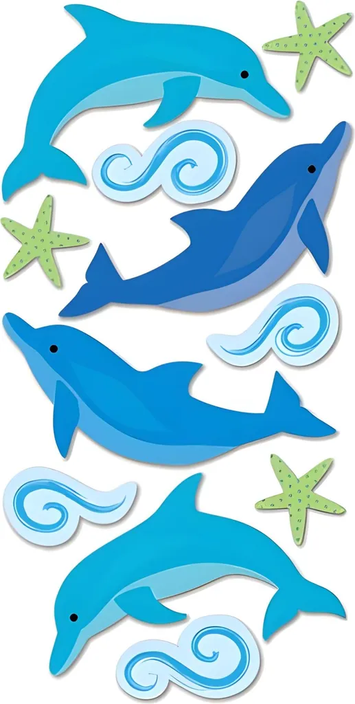 Stickers Dauphins pour Personnaliser vos Invitations et Albums