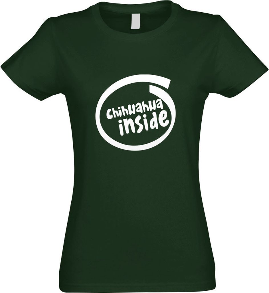 Kiwistar - T-Shirt tailliert - Damen - flaschengrün - chihwahwa Inside - mit Motiv Bedruckt - Funshirt Design - Sport - Freizeit - Damen - XL